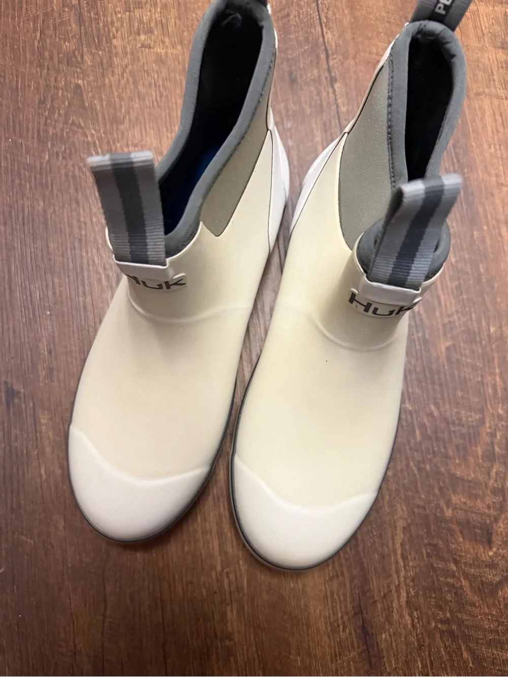 Huk Men's Cream and Gray Slip-On Water-Ready Boots